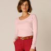 Dámská Trička Blancheporte Jednobarevné tričko s dlouhými rukávy bio bavlna růžová pudrová