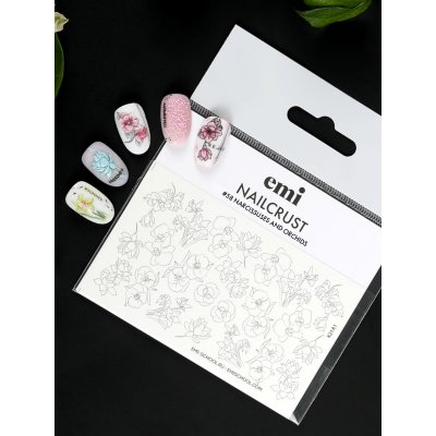 E.Mi Vodolepka NAILCRUST Pattern Slider 58 Narcissuses and orchids – Zboží Mobilmania