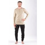 Gina 79187 pánské pyžamo dlouhé koňak černé – Zboží Dáma