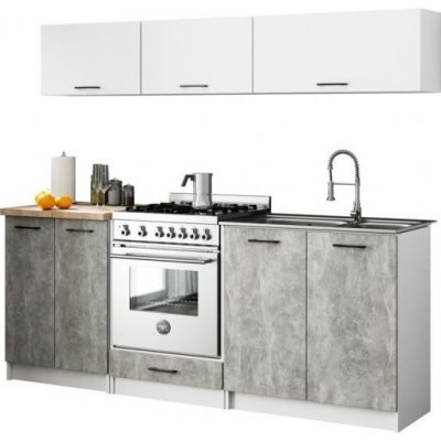 DobreSny Kuchyňská sestava Olivia G1 2 m Bílá / Beton / Dub Sonoma – Zboží Dáma