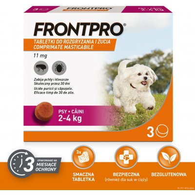 FrontPro Tablety proti blechám a klíšťatům pro psa 3x 11,3 mg – Hledejceny.cz