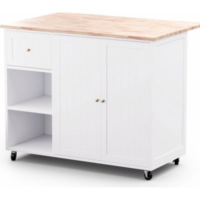 Blumfeldt Etsu servírovací vozík výsuvná pracovní deska 2 zásuvky 2 dvířka s parkovací brzdou Bílá – Zboží Dáma Blumfeldt Etsu servírovací vozík výsuvná pracovní deska 2 zásuvky 2 dvířka s parkovací brzdou Bílá – Zboží Dáma
