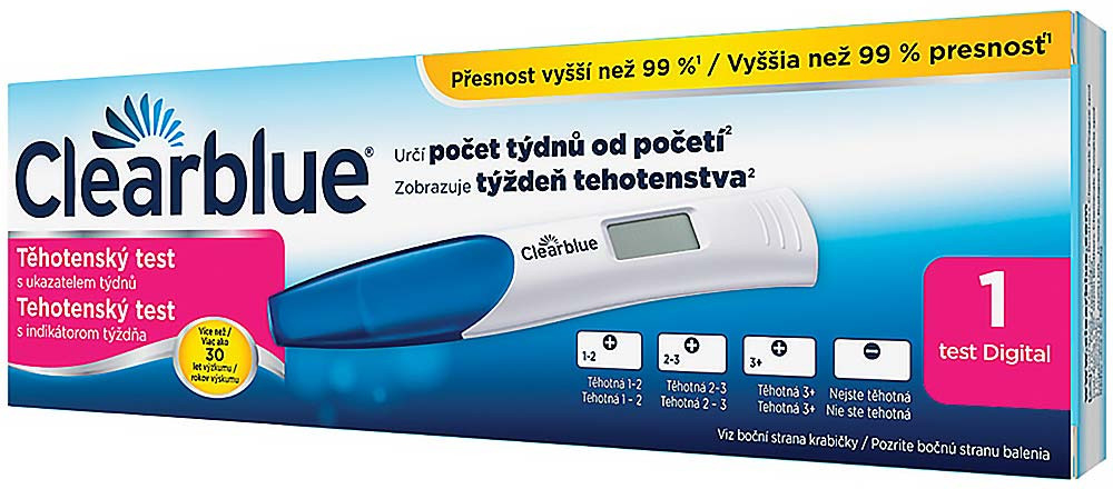 Clearblue digitální těhotenský test s ukazatelem týdnů 1 ks od 160 Kč -  Heureka.cz