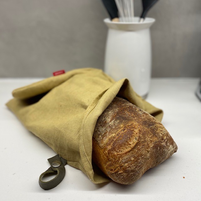 Aesthetic Lněný vak na chleba / sáček na pečivo s koženým poutkem -100%  len, gramáž 245g/m2 - Písková Rozměr: 25x45 cm od 359 Kč - Heureka.cz