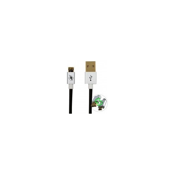 usb kabel InHouse MKF-REV12BK USB-Micro USB, propojovací, 1,2m, černý