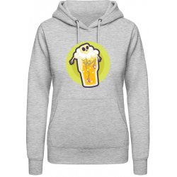 AWDis Hoodie mikina Design Smrtka v pivní sklenici Šedivá šedá