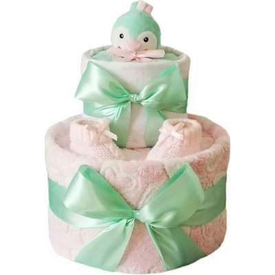 Brumlík plenkový dort dvoupatrový Tučňák mint – Zboží Dáma
