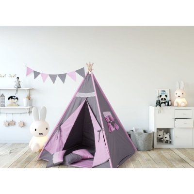 Jasmine Teepee pro děti šedá / růžová – Zboží Mobilmania