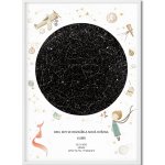 Jen tak z lásky Hvězdná mapa životního okamžiku - Váš originální dárek s hloubkou Rozměr plakátu: 50 × 70 cm (tištěný plakát), Barva pozadí: Malý princ, Volba rámu: Bílý dřevěný rám – Hledejceny.cz