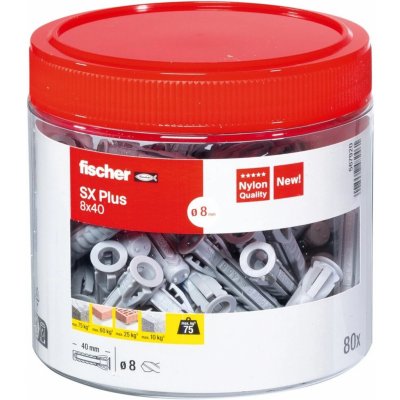 Fischer Rozpěrná hmoždinka SX Plus, 8 x 40 mm, 80 ks (dóza) – Sleviste.cz