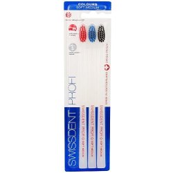 Zubní kartáček Swissdent Profi Soft-Medium Black Red Blue 3 ks