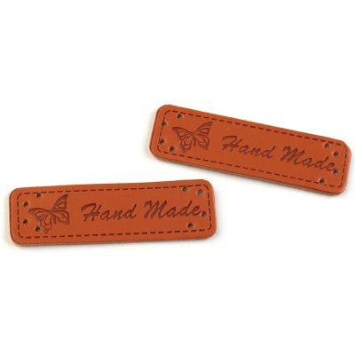 Hand made štítek - eko kůže hnědá – Zboží Dáma