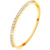 Prsteny Šperky Eshop Zlatý prsten tenká lesklá ramena blýskavá zirkonová linie čiré barvy S3GG154.33
