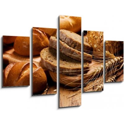 Obraz pětidílný 5D - 150 x 100 cm - assortment of baked bread sortiment pečeného chleba – Zboží Mobilmania