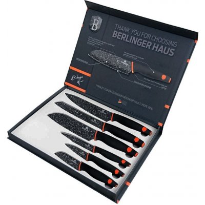 Berlingerhaus Sada nožů s mramorovým povrchem Granit Diamond Line 6 ks – Zboží Dáma