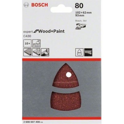 10x Brusný papír - brusivo pro delta a multibrusky Bosch Expert for Wood and Paint C430 102x62x93mm, hr. 80 (2608607408) – Zbozi.Blesk.cz