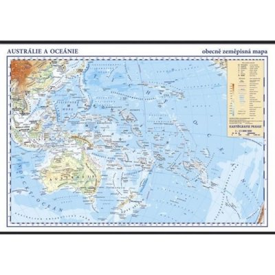 Austrálie a Oceánie - školní nástěnná zeměpisná mapa 1:13 mil./136x96 cm, 1. vydání – Zboží Mobilmania