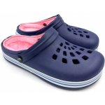 TexBase dámské clogsy s kožíškem tm. modrá / růžová – Zboží Dáma