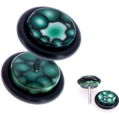 Šperky eshop zelený fake plug z akrylu motiv bublinek na kolečku AA41.10