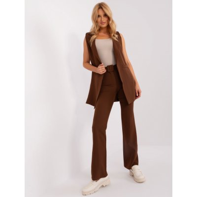 Italy Moda elegantní komplet kalhot a vesty dhj-kmpl-5069.16x-dark brown – Zboží Mobilmania