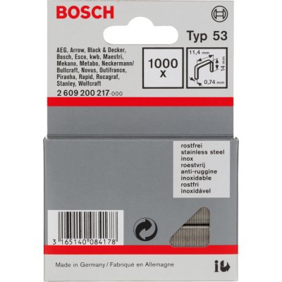 BOSCH nerezové spony typ 53 - šířka 11,4, délka 12 mm, balení 1000 ks – Zbozi.Blesk.cz