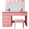 Aga Toaletní stolek se zrcadlem a osvětlením Růžový