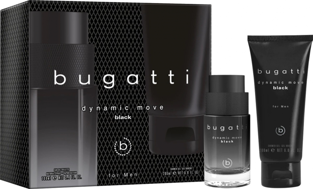 Bugatti Dynamic Move Black Sada EDT 100 ml + Sprchový gel 200 ml