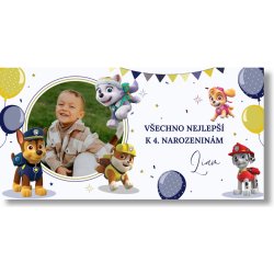 Personal Narozeninový banner s fotkou Paw Patrol Boy Rozměr banner: 130 x 260 cm