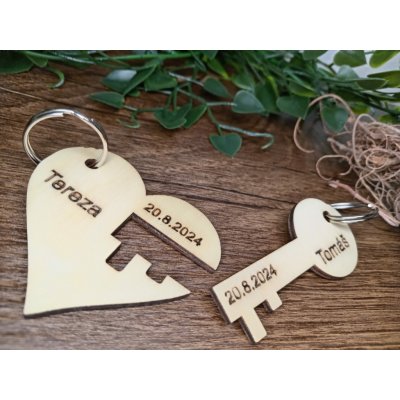 Přívěsky pro zamilované páry - Srdce a klíč s textem – Zboží Dáma