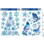 Anděl fólie 214 ptáčci s vločkami a stromek z vloček modrý s glitry 37x29 cm – Hledejceny.cz