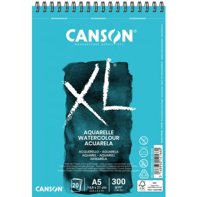 Canson XL Aquarelle Skicák v kroužkové vazbě A5 CP, 300g, 20 listů – Hledejceny.cz