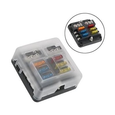 Distribuční blok - 6 pojistek, kladný i záporný pól /pojistkový držák/ – Zboží Mobilmania