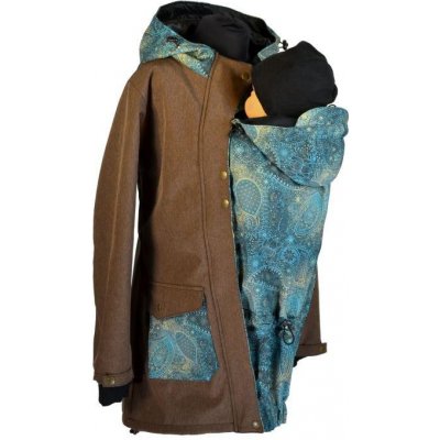 Shara softshellový kabát zimní vsadka se vzorem přední nošení hnědá žíhaná/modro zlatá obloha – Zboží Mobilmania