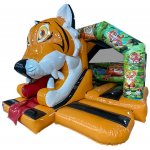 Skákací Hrad se skluzavkou a stříškou | EU výroba | 4,6 x 3,7m - 3D motivy TÉMATIKA: Tygr – Zboží Mobilmania