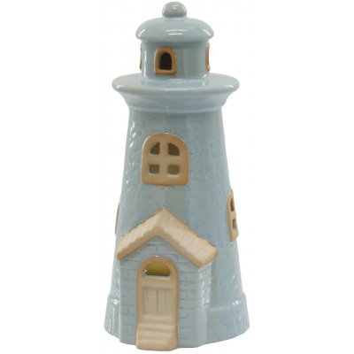 Chic Antique Svítící dekorace LED Lighthouse Sky Blue, modrá barva, keramika – Hledejceny.cz