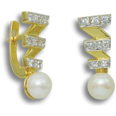 GEMMAX Jewelry zlaté Zoe bílá perla se zirkony GLECP7636 – Zbozi.Blesk.cz