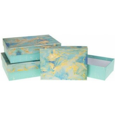 Dárkové krabičky LUX 1 ks – mramorově tyrkysové střední – Zboží Živě