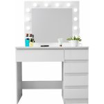 Aga Toaletní stolek se zrcadlem, osvětlením a el.zásuvkou MRDT05-MW-S Lesklý bílý – Zboží Dáma