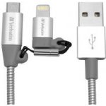 Verbatim 48869 USB/micro USB + lightning, 1m, stříbrný – Zbozi.Blesk.cz