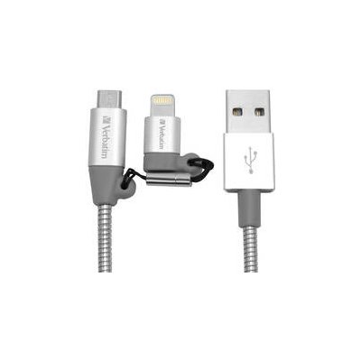 Verbatim 48869 USB/micro USB + lightning, 1m, stříbrný – Zbozi.Blesk.cz