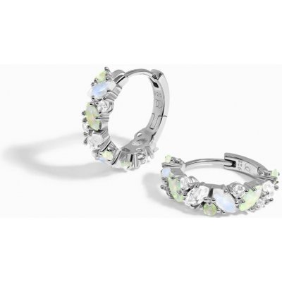 Royal Exklusive Royal Fashion stříbrné rhodiované náušnice kroužky z mnoha drahokamů GU-DR22120E-SILVER-TOPAZ-OPAL-MOONSTONE – Zboží Mobilmania