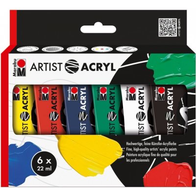 Sada akrylových barev ARTIST Acryl MARABU 6x22 ml – Zboží Dáma