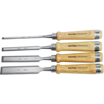 EXTOL PREMIUM Dláto s kvalitní bukovou rukojetí, 6 - 12 - 20 - 25 mm, CrV 8812420 – HobbyKompas.cz