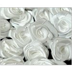 Saténové mini růžičky 15 mm - bílé – Zboží Dáma