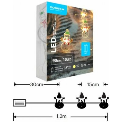Modee ML-C3017 10LED 90cm sněhulák vánoční řetěz nano, 2xAA teplá IP20 352752,00 – Hledejceny.cz