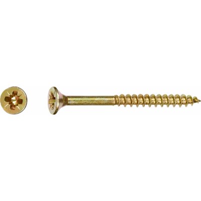 Uni vrut se zápustnou hlavou PZ2 částečný závit žlutě pozink. 3,5x40 mm, 200 ks – Hledejceny.cz