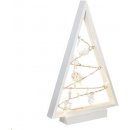 Solight LED dřevěný vánoční stromek s ozdobami 15LED přírodní dřevo 37cm 2x AA