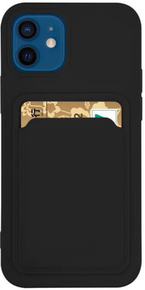 Pouzdro SES Extrapevné silikonové s kapsou na kartu Apple iPhone 12 - černé