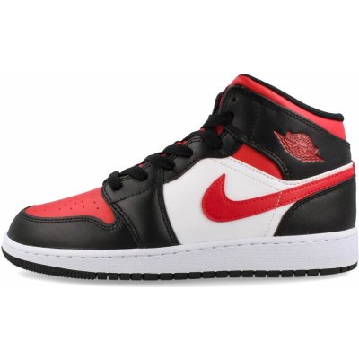 Air Jordan 1 Mid Black Fire Red GS 554725-079 – Zboží Mobilmania