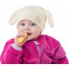 Dětská čepice Zimní žebrovaná čepice s oušky Color slonová kost